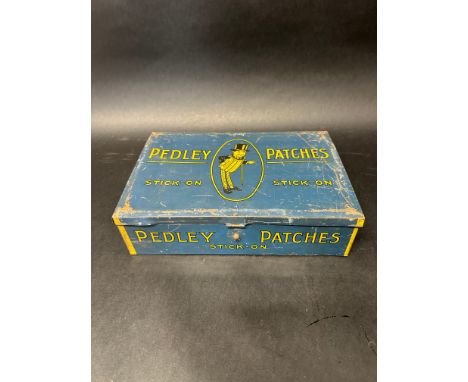 A Pedley Patches Stick-On repair patch shop dispensing tin, 12 x 8". 