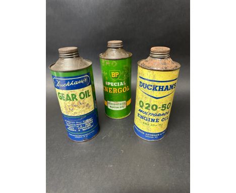 Three quart cans: BP Energol, Duckham's Gear Oil and Duckham's Q20-50