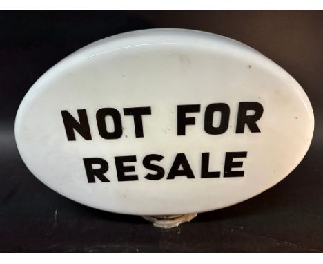 A Not For Resale oval glass petrol pump globe by Hailware, neck chipped all the way around. 