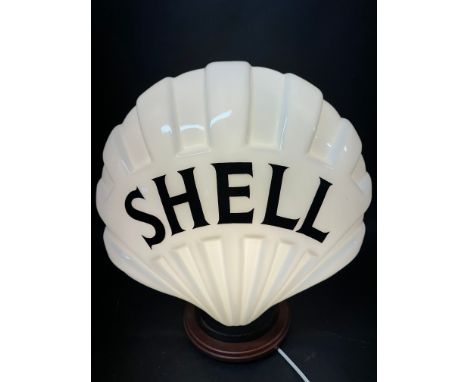 A 'Fat Shell' glass petrol pump globe, numbered to inside neck and registration number to outer neck, see pics. 