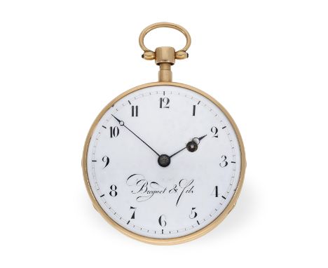 Taschenuhr: Breguet-Typ Lepine mit Carillon-Repetition, signiert Breguet &amp; Fils, ca. 1810: Ca. Ø55mm, ca. 120g, 18K Gold,