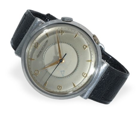 Armbanduhr: vintage Jaeger-LeCoultre Memovox "Hooded Lugs" in Stahl, ca. 1950er-Jahre: Ca. Ø35mm, Edelstahl, rückseitig gesch