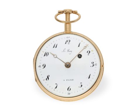 Taschenuhr: Spindeluhr mit Repetition, königlicher Uhrmacher Le Roy Paris No. 552/571, um 1800: Ca. Ø50mm, ca. 98g, 18K Rotgo