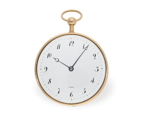 Taschenuhr: exquisite, rare Lepine mit Repetition, Jean-Antoine Lepine Paris, um 1795: Ca. Ø54mm, ca. 113g, 18K Gold, rücksei