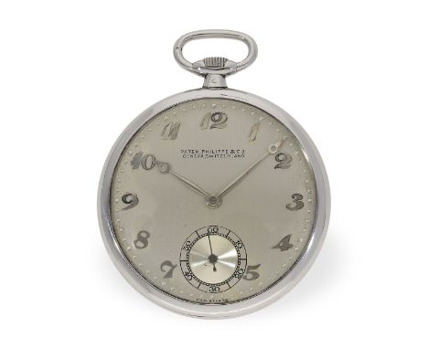 Taschenuhr: extrem rare "Breguet-Typ" Frackuhr von Patek Philippe mit Platingehäuse, ca. 1928: Ca. Ø45mm, ca. 67g, Platingehä