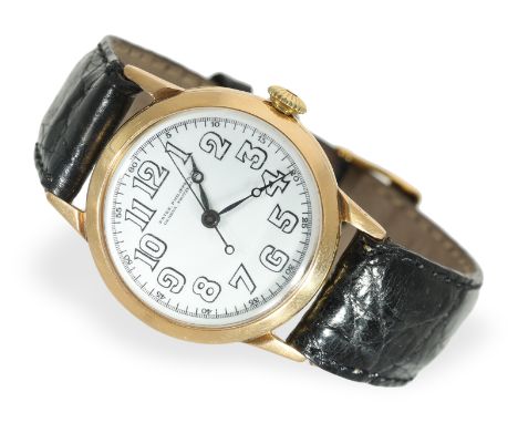 Armbanduhr: absolute Rarität, einzigartige Patek Philippe "Offizier" mit Zentralsekunde und rückseitigem Königswappen/Adelswa