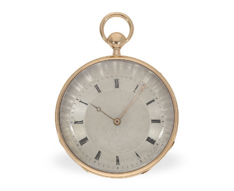 Taschenuhr: sehr feine, große Lepine mit dezentralem Zifferblatt und Repetition, ca. 1820: Ca. Ø55mm, ca. 83g, hochfeines 18K