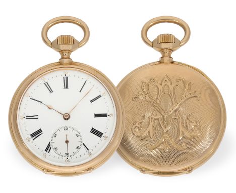 Taschenuhr: exquisites Taschenchronometer/Observatoriumschronometer B. Haas Geneve No.19955, ca. 1885: Ca. Ø50mm, ca. 88g, 18