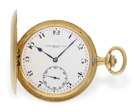 Taschenuhr: hochfeine, flache Goldsavonnette, Ankerchronometer Patek Philippe, ca. 1916: Ca. Ø51,5mm, ca. 100g, 18K Gold, gla