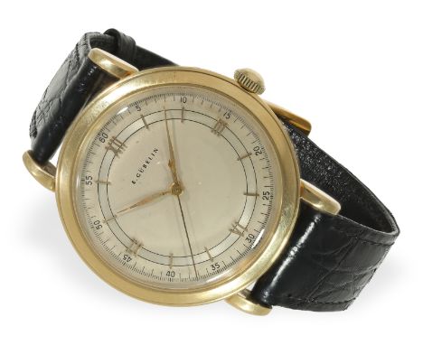 Armbanduhr: übergroße 18K Gold Gübelin mit Zentralsekunde, ca. 1940er-Jahre: Ca. Ø39mm, 18K Gold, Druckboden signiert, Serien