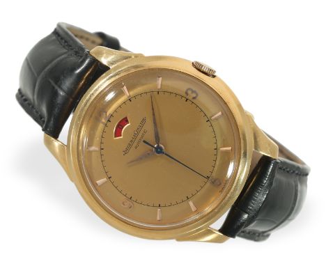 Armbanduhr: vintage Jaeger-LeCoultre Powermatic in 18K Gold, ca. 1950er-Jahre: Ca. Ø35mm, 18K Gold, Druckboden, Seriennummer 