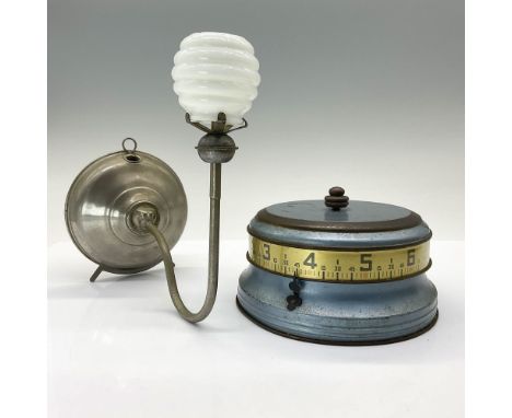 This pair of rare collectibles includes The Little Beauty night lamp, featuring a charming white beehive globe and silvertone