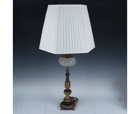Vintage oil lamp made of brass and glass that has a very retro look and feel, sure to add style to your home. Leviton Made in
