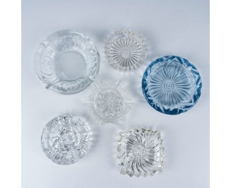 Elegant collection of lovely ash trays that consists of a square swirl pattered dish, a star shaped dish, a Bohemian styled e