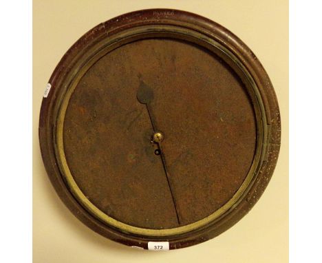 Military issue single fusee wall clock, 13.5" dial, mahogany case (af) 