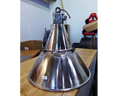 Vintage industrial cast aluminium conical pendant light 60 cm high 