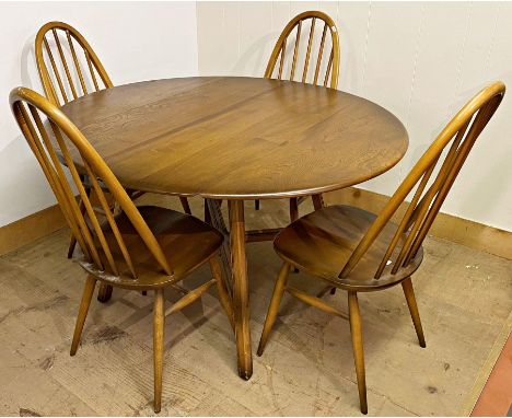 Set of four Ercol Golden Dawn Windsor dining chairs, with matching table (5) 