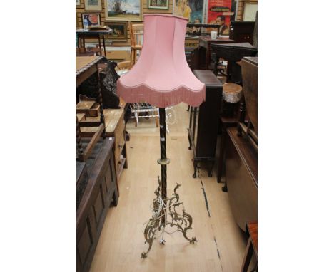 One standard lamp with pink shade