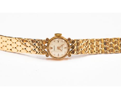 Rolex, a circa 1960's lady's 18ct gold Rolex Precision bracelet wristwatch, 1.5cm circular dial with dot and dagger numerals,