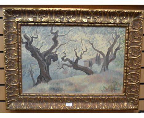 Miss K M Howeland French garden scene, oil
