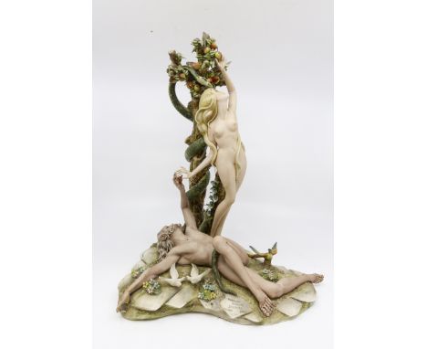 Capodimonte figurine group, Adam & Eve (Paradiso Perduto),  Sculptor Tiziano GalliCondition: Right foot broken and repaired o