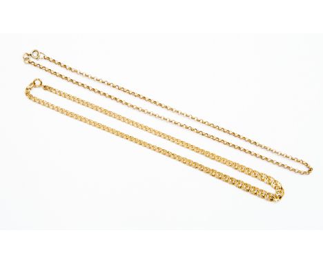 A 9kt gold Continental chain necklace, 12.7 grams approx and a 9ct chain necklace, 8.7 grams approx (2)