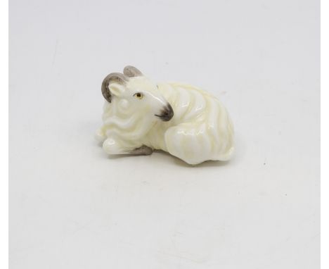 A Royal Worcester netsuke, modelled as a Ram, dated circa 1955 (black stamp) approx 6.5 cm long  