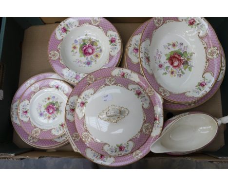 Collection of Myott Staffordshire Rose design part dinner service
