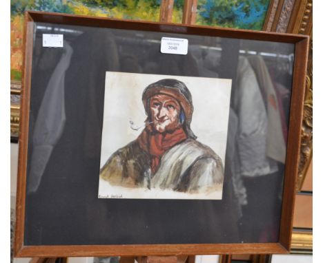 Ernest Griset (French) 1844-1907, portrait of a fisherman, mixed media, signed lower left