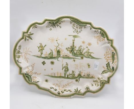 A late 18th Century French Quimper plate, circa 1790, tin glazed