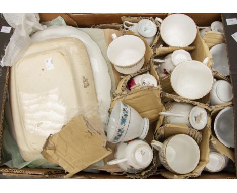 Gainsborough china tea services, along with a Staffordshire tea service, along with meat plates and mugs