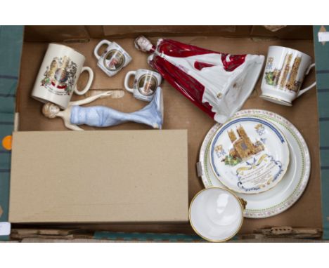 A Royal Worcester model of HM The Queen, in celebration of HMS 80th Birthday, 2006; a Royal Doulton figure of Diana 2007, and