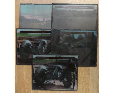 Glass plate photographs - coloured promotional photographs of the "Little Grey Fergie" Ferguson TE20 tractor (11)