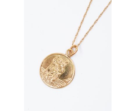 A 9ct gold St Christopher and chain, total gross weight approx 8.9gms