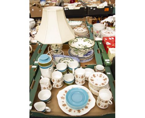 A fine bone china teaset; a Mason bowl, tray and lamp; a Meakin teaset; others