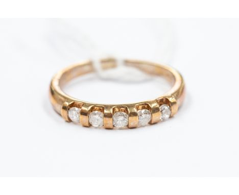 A 9ct gold and diamond five stone ring, size L, total gross weight approx 2.2gms