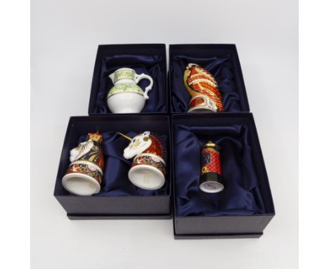 Royal Worcester candle snuffers, historical jug owl and Jubilee snuffers (Q)