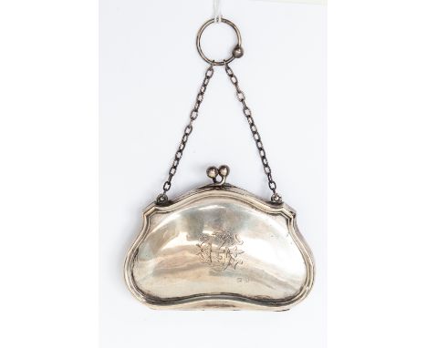 Silver purse with chain and finger ring, Birmingham 1916, Henry Matthews