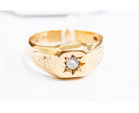 An 14ct gold and diamond gents signet ring, diamond weight approx 0.20ct, size Z, total gross weight approx 10.9gms