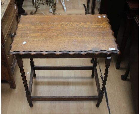 A Victorian oak barley twist lamp table 