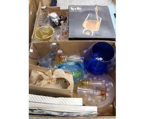 A collection of glass to include Victorian glass pipe, Victorian cut and pressed glass and vintage glass (2 boxes)