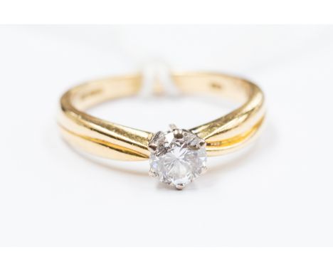 A diamond solitaire, diamond weight approx 0.46ct, claw set, 18ct  gold ring, size O,  total gross weight approx 4.3gms