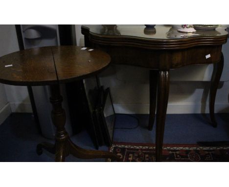 A George III Oak wine table, on tripod tapered supports; A George III style Mahogany side table, on cabriole supports.