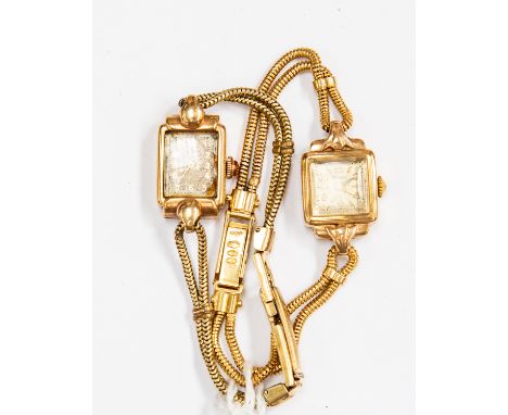 A 1930's ladies Rotary watch 9ct gold on a later 18ct gold strap with a combined total gross weight approx 18gms, along with 