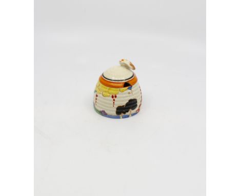 Clarice Cliff for Newport Pottery, a small Summerhouse beehive honey pot, Bizarre mark, 7.5 cm highCondition: Minor chips to 