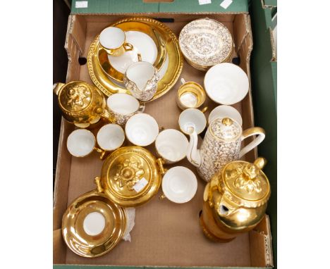 A collection of gold luster tea wares including Royal Worcester and Denry 