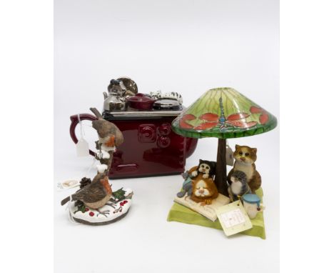 Various ceramic items to include; Border Fine Arts, Comic &amp; Curious Cats, Bedtime Story, Swineside Tea Pottery Teapot AGA