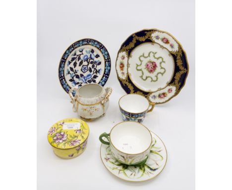 A collection of ceramics including a Minton 91611 cup and saucer, impressed mark with lily pad decoration; an early 20th Cent