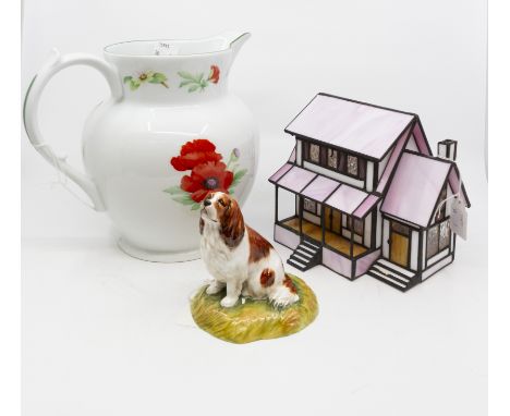 Ceramics to include Royal Worcester Poppy Jug, Royal Stratford Cavalier King Charles, Lesley Ann Cats teapot etc (5)