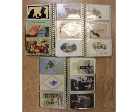 Postcards: Collection in three albums, approx. 150 cards, predominantly relating to Derby, a few Birmingham (including Bailey